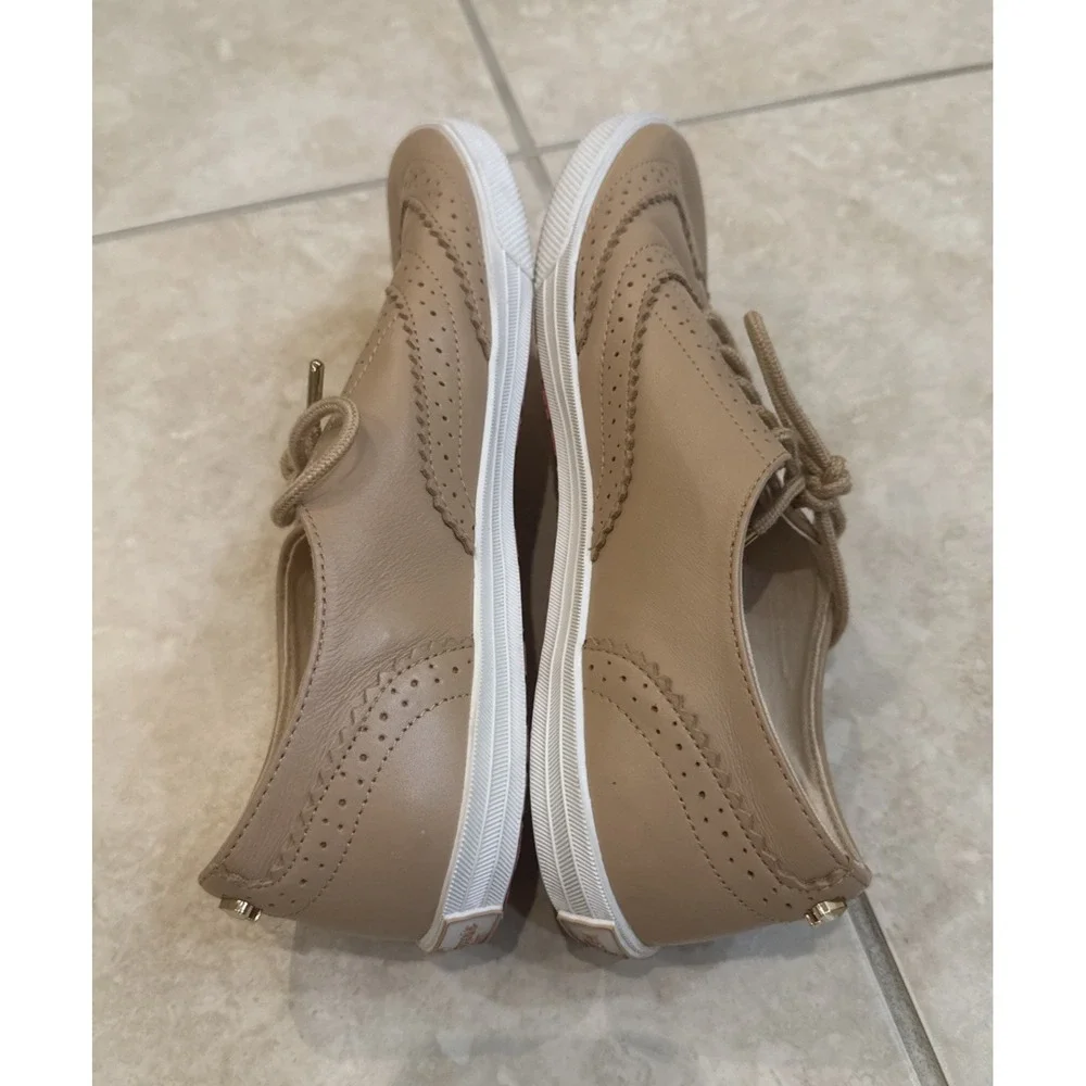 Kate Spade Leather Derby Oxford Lace Up Sz 9M Sneaker Shoe Tan Nude Comfort‎